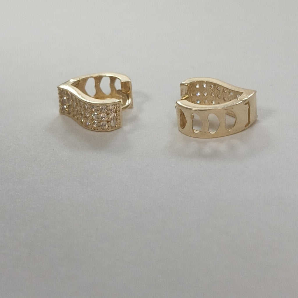 ARETES ARRACADAS CORAZON C CIRCONIAS 14K 2.1 GR (NUEVO)