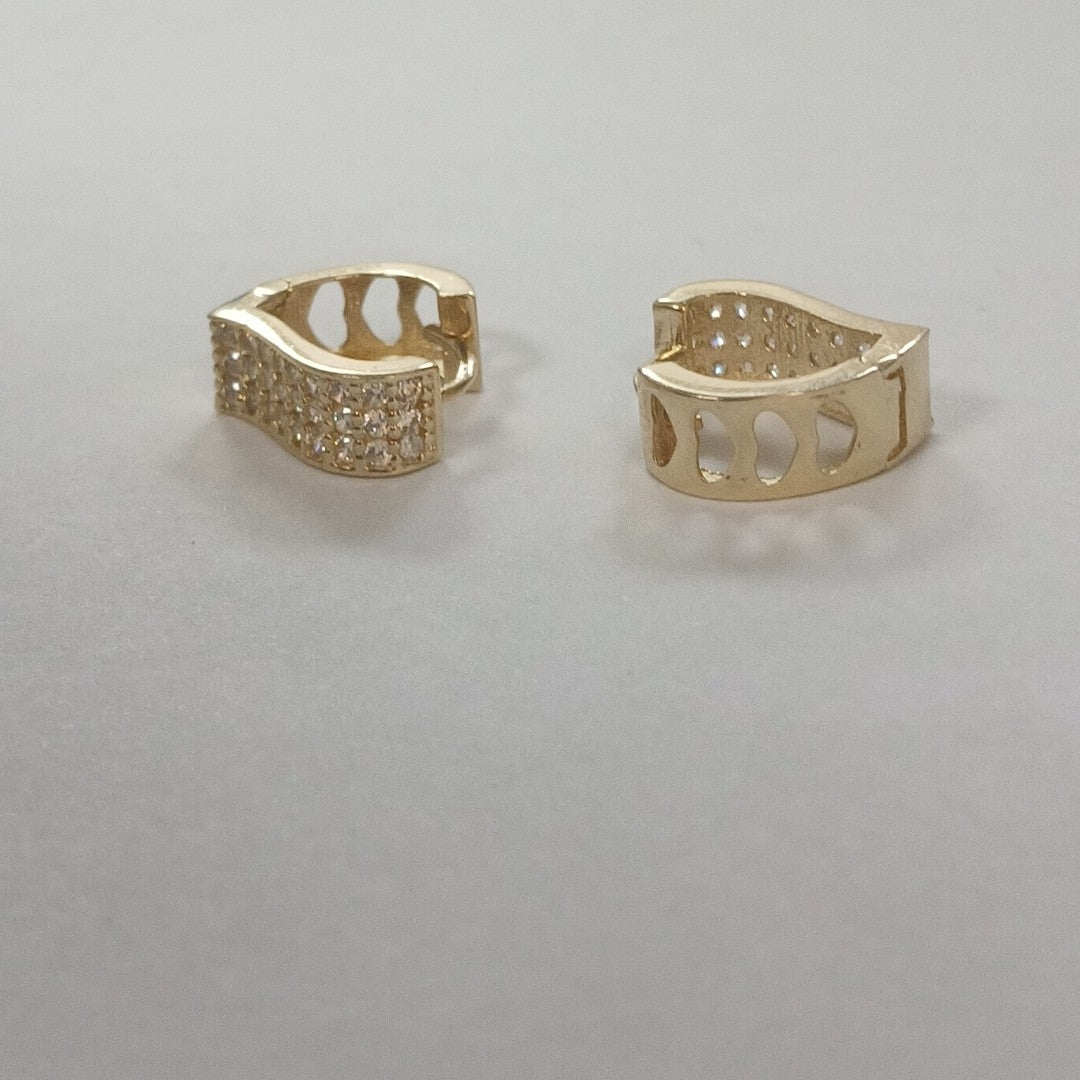 ARETES ARRACADAS CORAZON C CIRCONIAS 14K 2.1 GR (NUEVO)