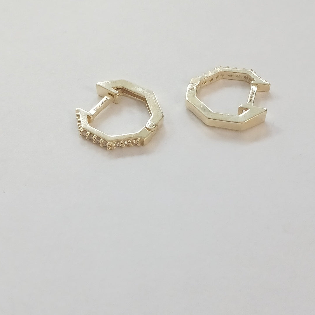 ARETES HUGGIES C CIRCONIAS 14K 1.7 GR (NUEVO)