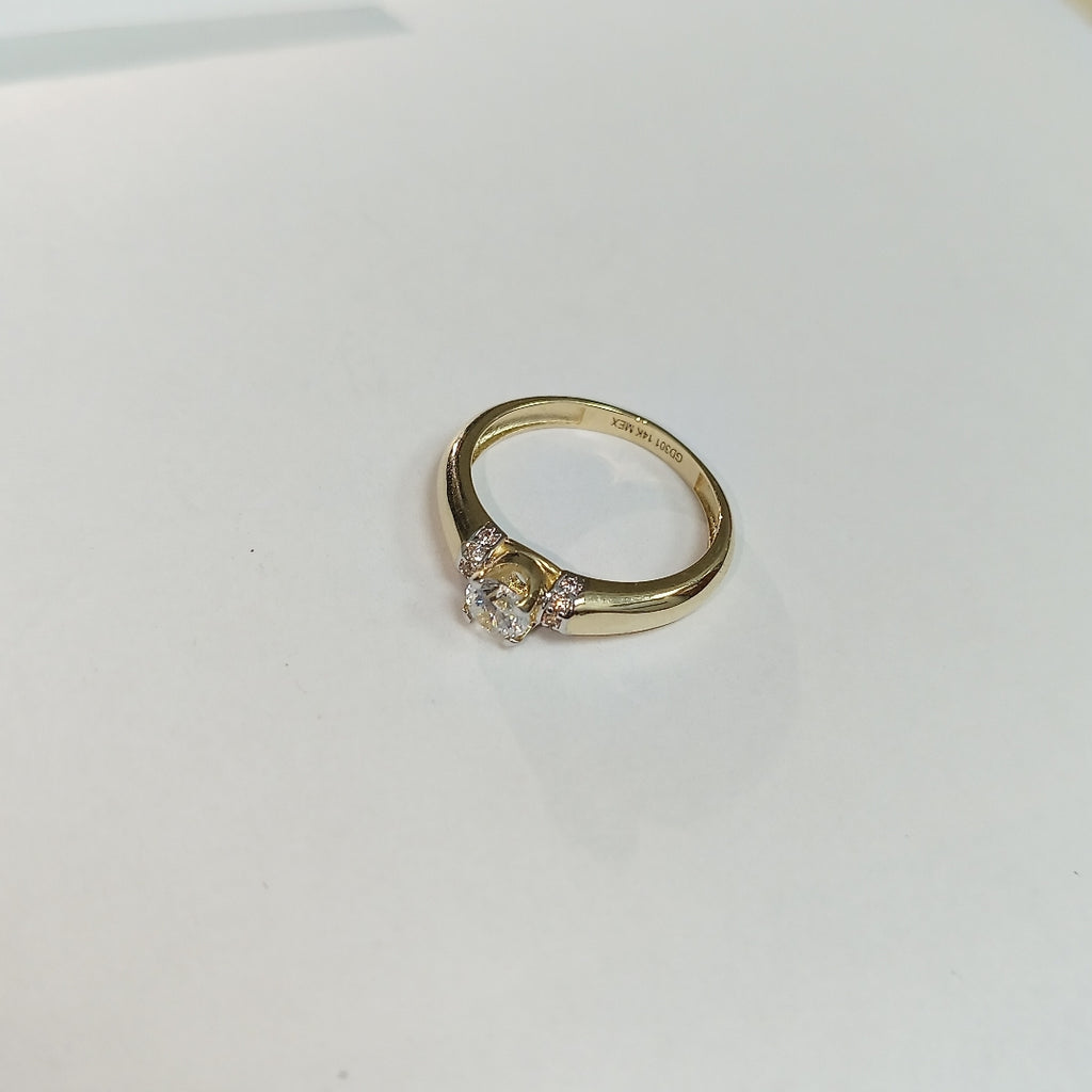 ANILLO ANILLITO C CIRCONIAS 14K 7 TALLA 2.3 GR (NUEVO)