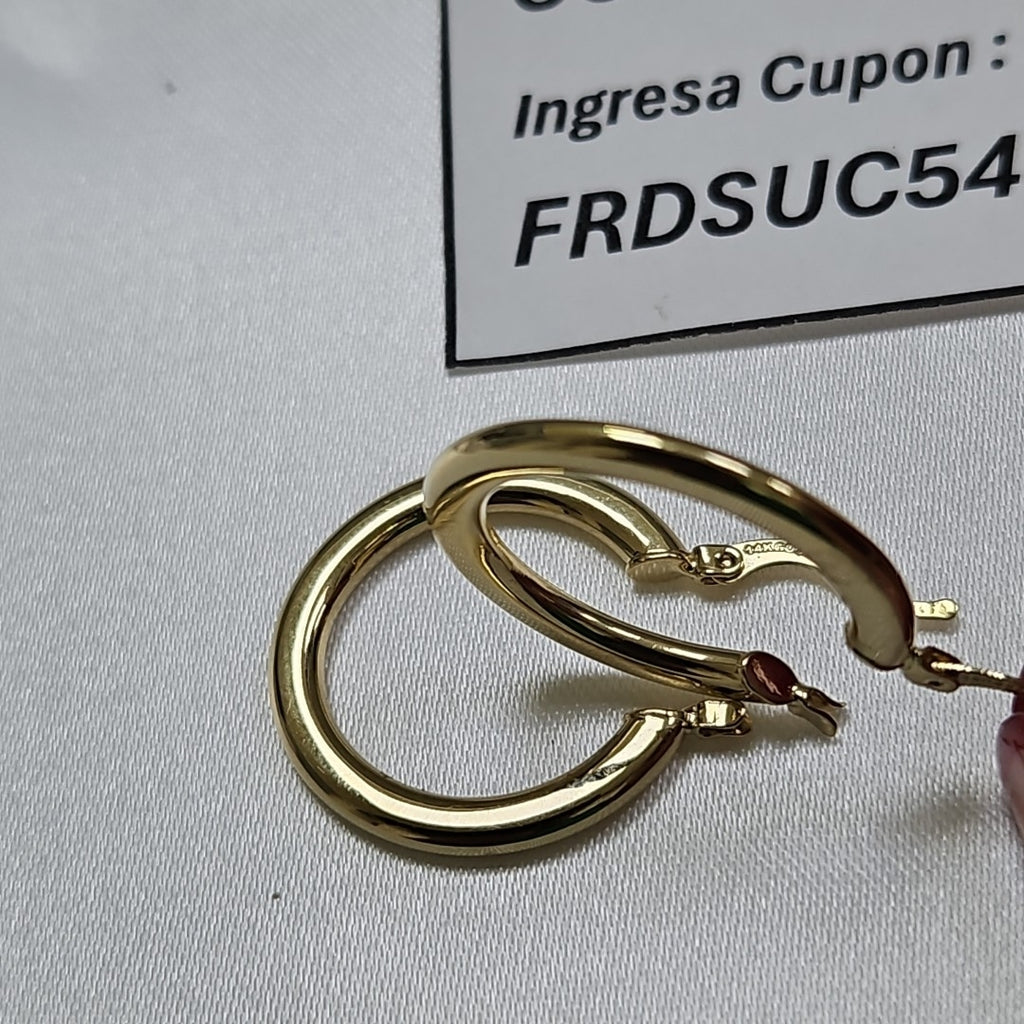 ARETES TEJIDO ARRACADA LISA 14K 2 GR (NUEVO)