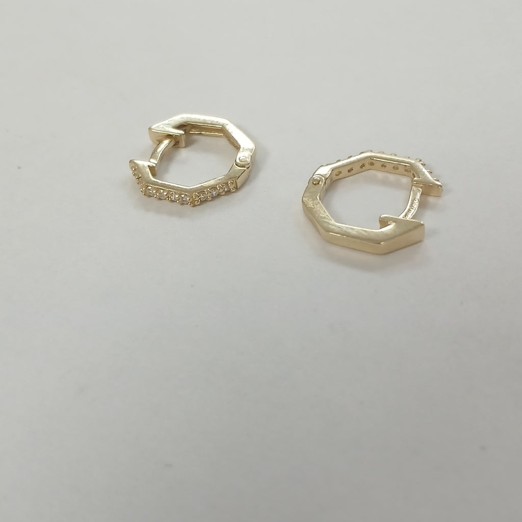 ARETES HUGIES C CIRCONIAS 14K 1.5 GR (NUEVO)