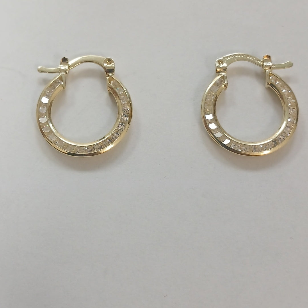 ARETES ARRACADAS CON CIRCONIAS 14K 2.4 GR (NUEVO)