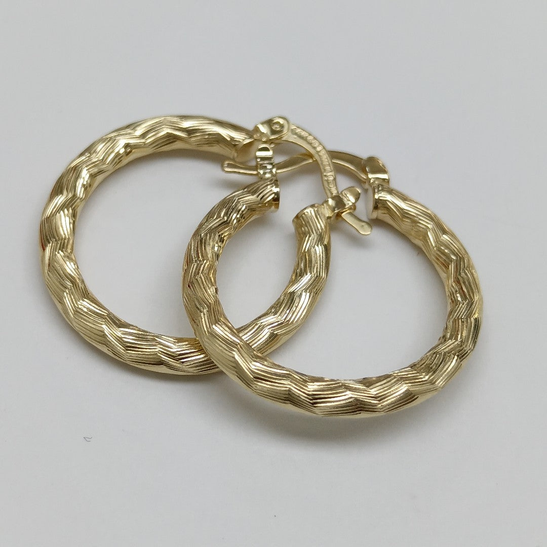 ARETES TEJIDO ARRACADA LABRADA 14K 2.6 GR (NUEVO)