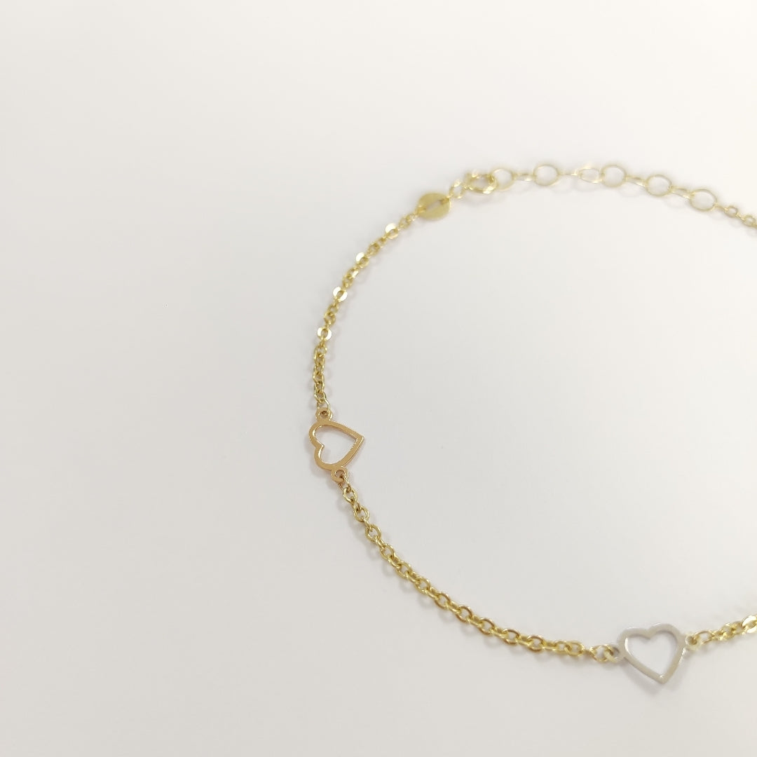 PULSERA ESPECIAL CON CORAZONES 10K 18 CM 1.3 GR (NUEVO)