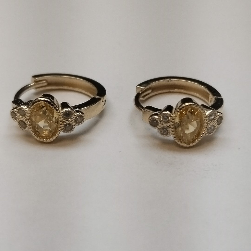 ARETES ARRACADAS CON CIRCONIAS Y PDRAS COL 14K 3.3 GR (NUEVO)