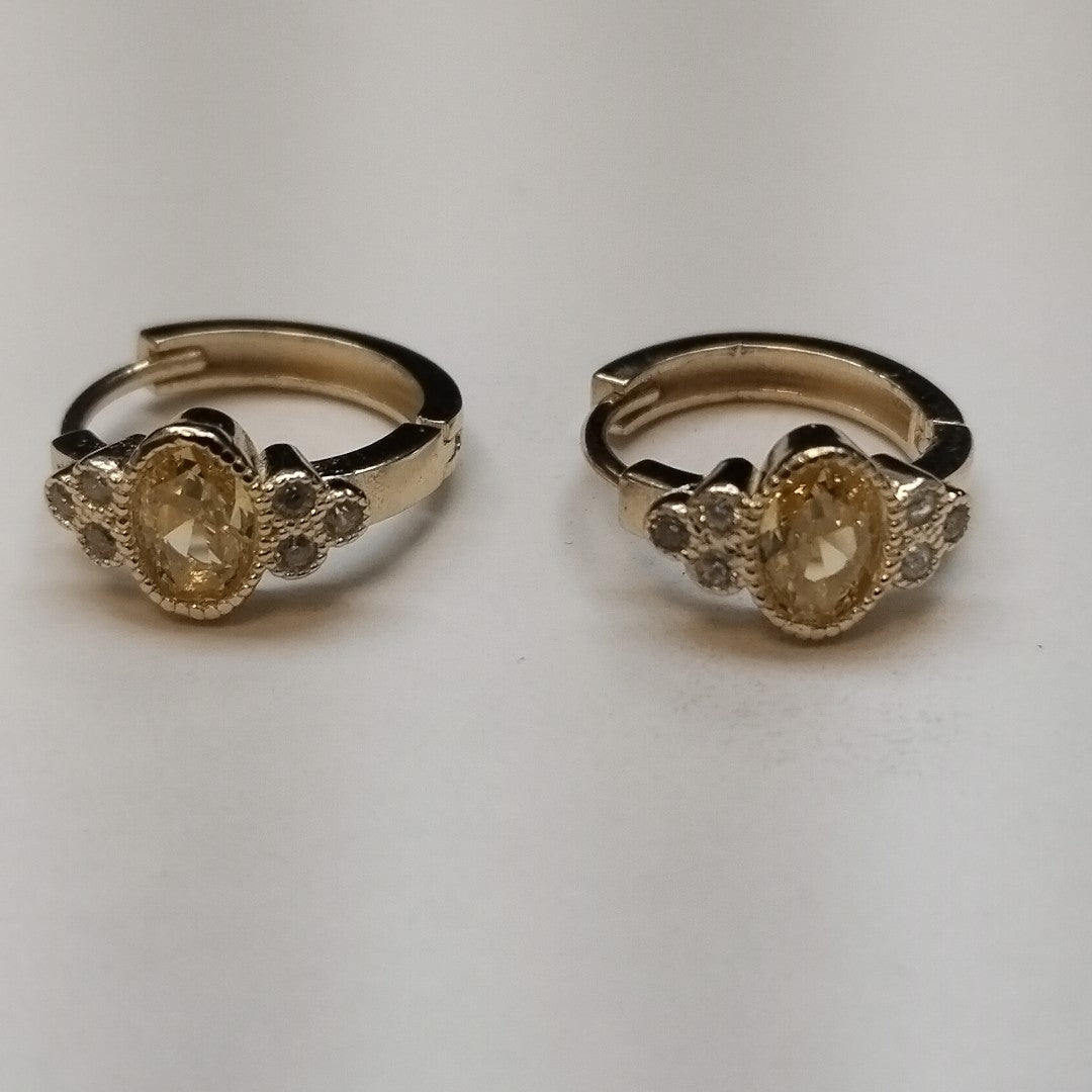 ARETES ARRACADAS CON CIRCONIAS Y PDRAS COL 14K 3.3 GR (NUEVO)