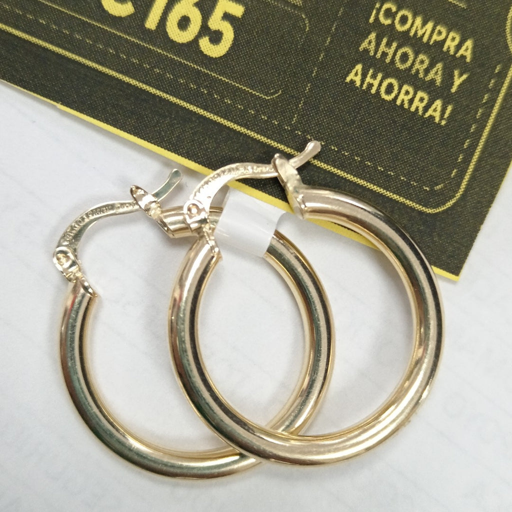 ARETES TEJIDO ARRACADAS LISAS HUECAS 14K 2.1 GR (NUEVO)
