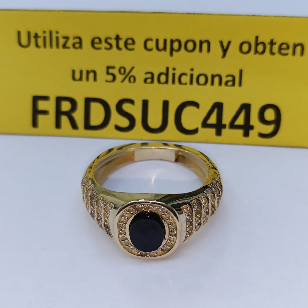 ANILLOS CON ONIX Y CIRCONIAS 14K TALLA 11.5 5.3 GR (NUEVO)