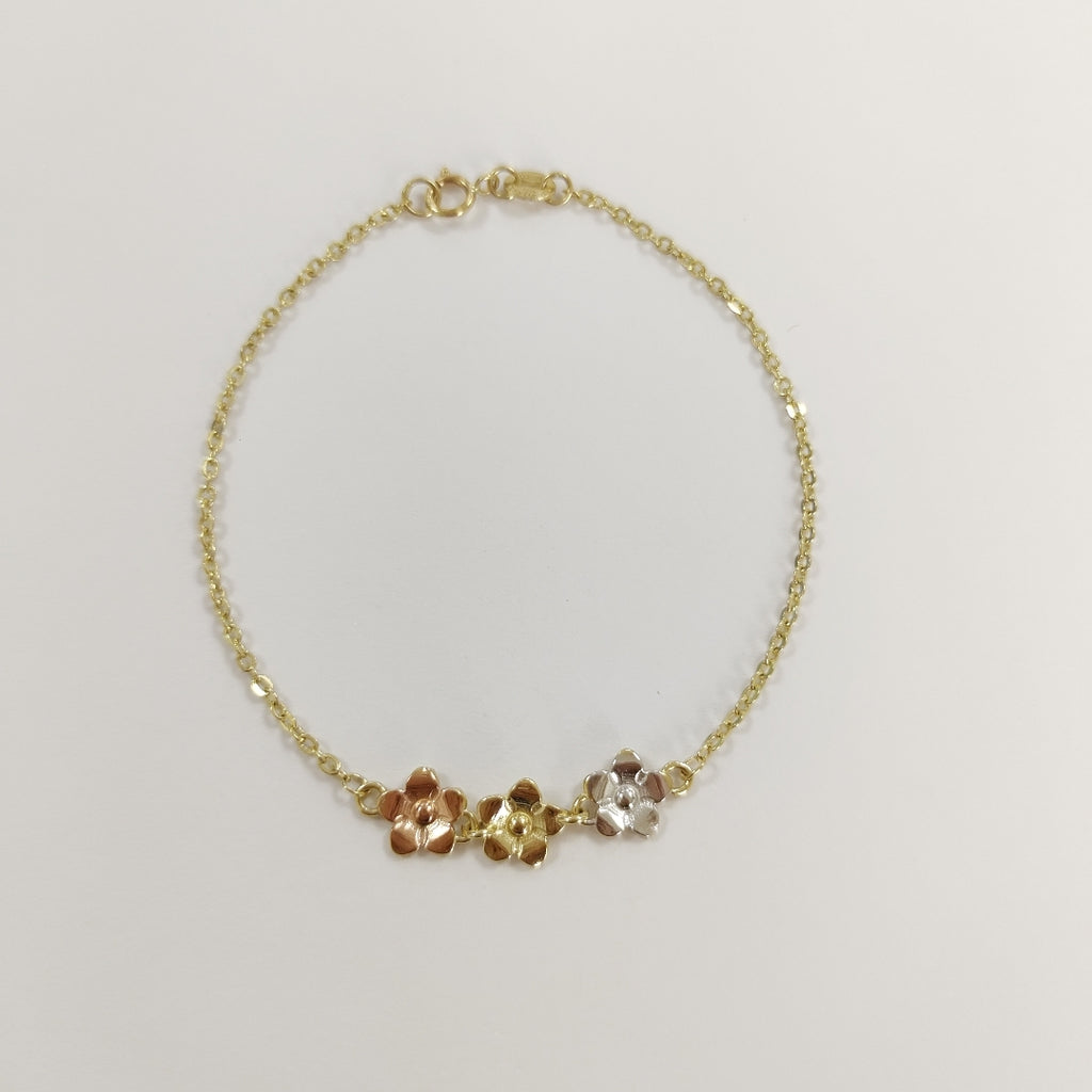 PULSERA TEJIDO ESPECIAL FIG FLORES 14K 18 CM 2 GR (NUEVO)