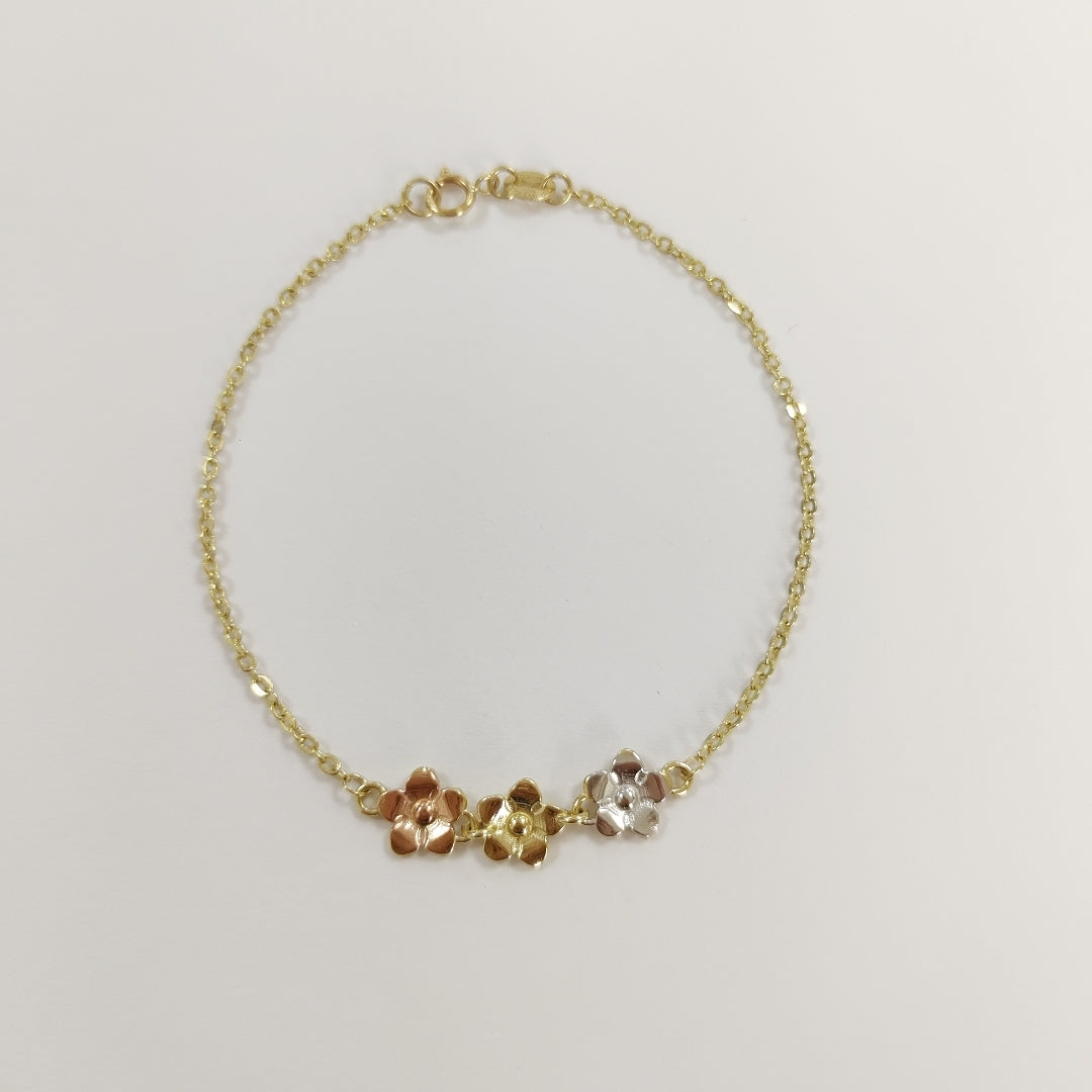 PULSERA TEJIDO ESPECIAL FIG FLORES 14K 18 CM 2 GR (NUEVO)