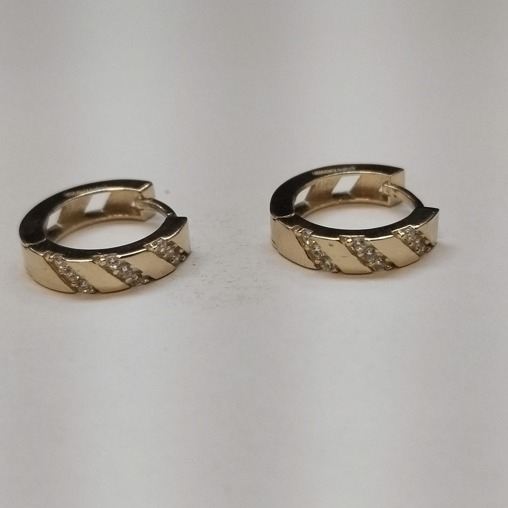 ARETES HUGGIES CON CIRCONIAS 14K 2.2 GR (NUEVO)