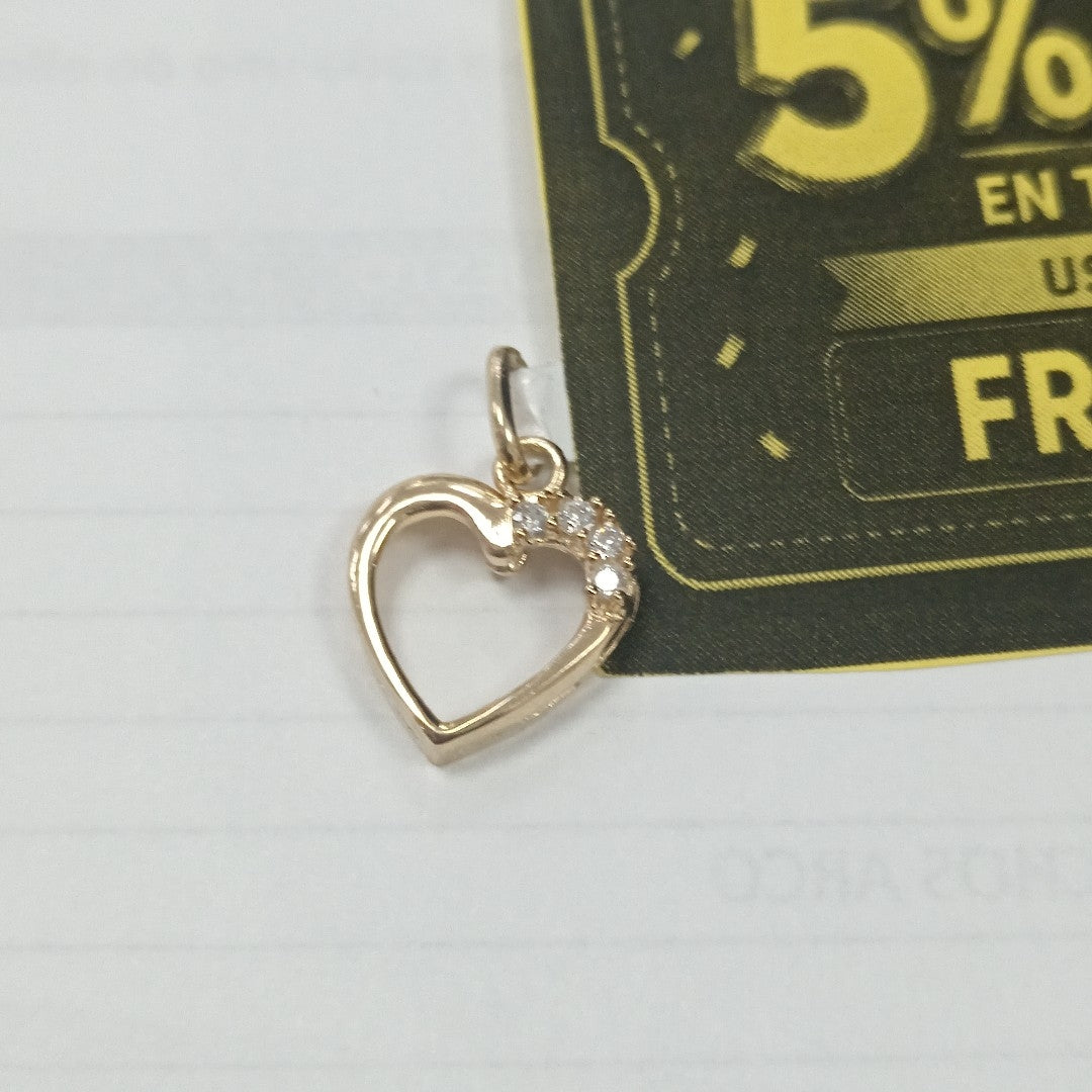 DIJE CORAZON CON CIRCONIAS 14K 1.4 GR (NUEVO)