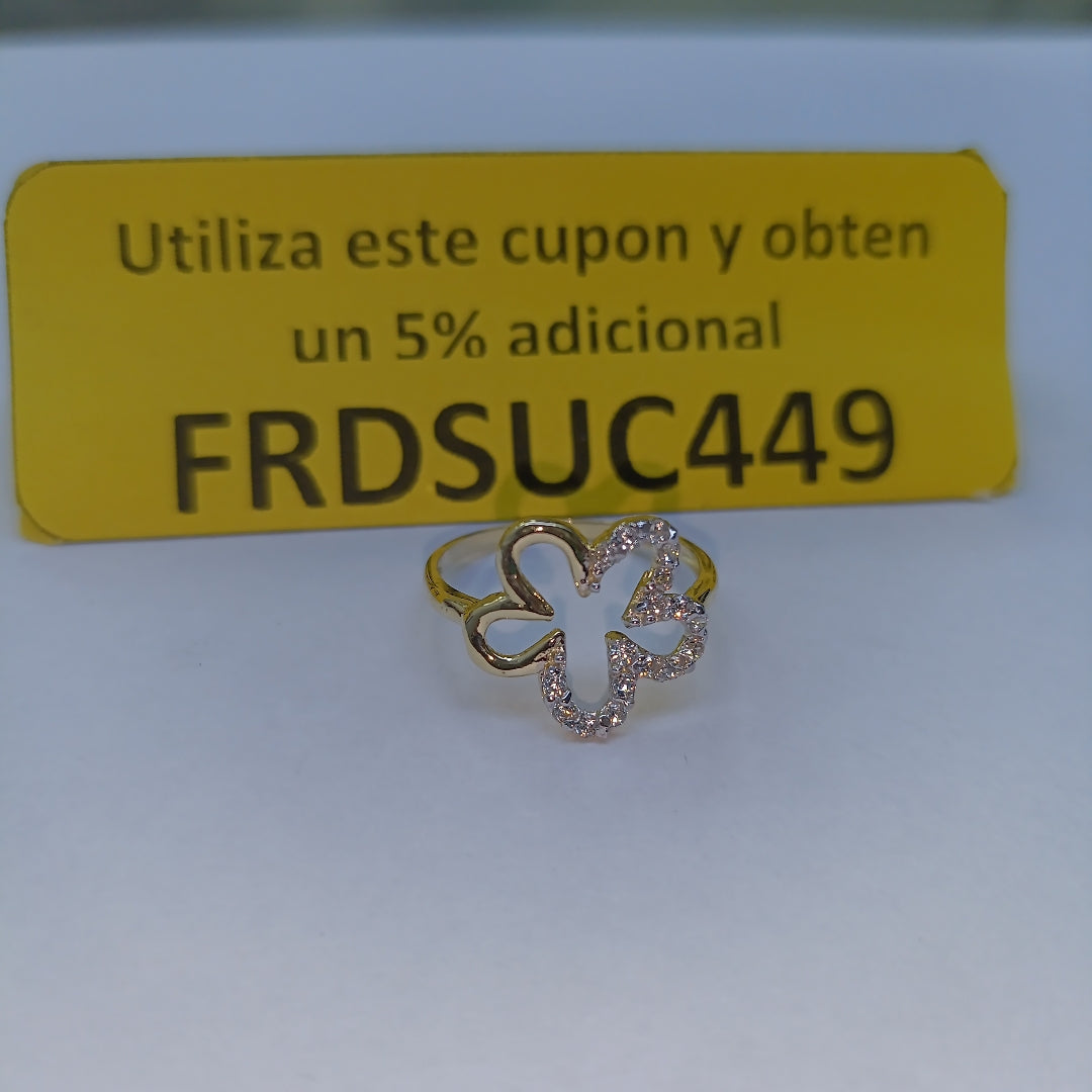 ANILLOS FIG FLOR CON CIRCONIAS 14K TALLA 7 1.5 GR (NUEVO)