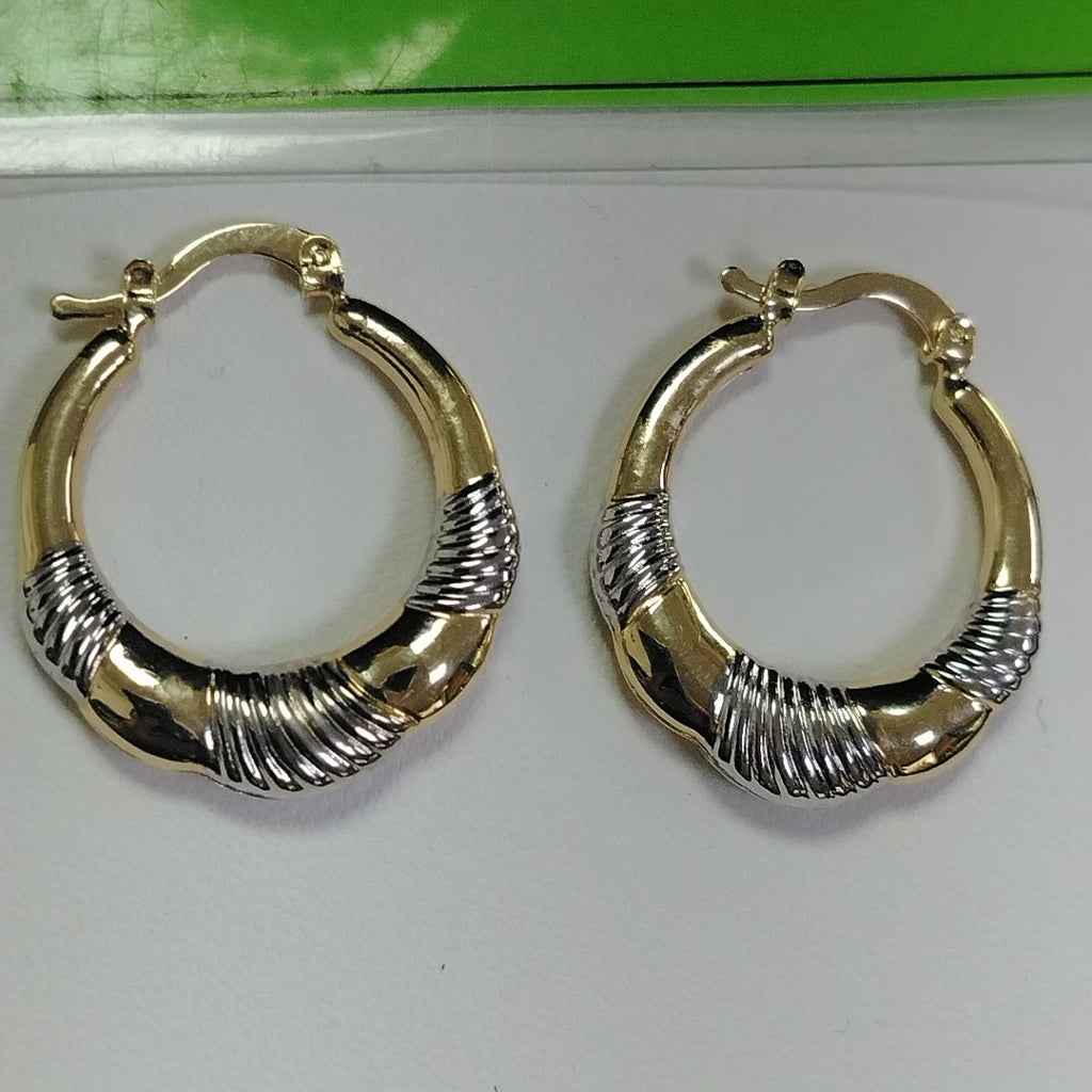 ARETES ARRACADAS HUECAS COMBINADAS 14K 2.5 GR (NUEVO)