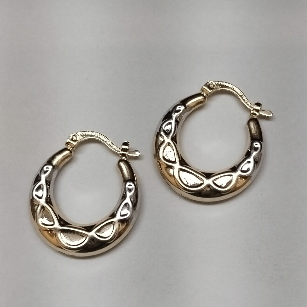 ARETES ARRACADAS COMBINADAS CON INFINITO 14K 2.3 GR (NUEVO)