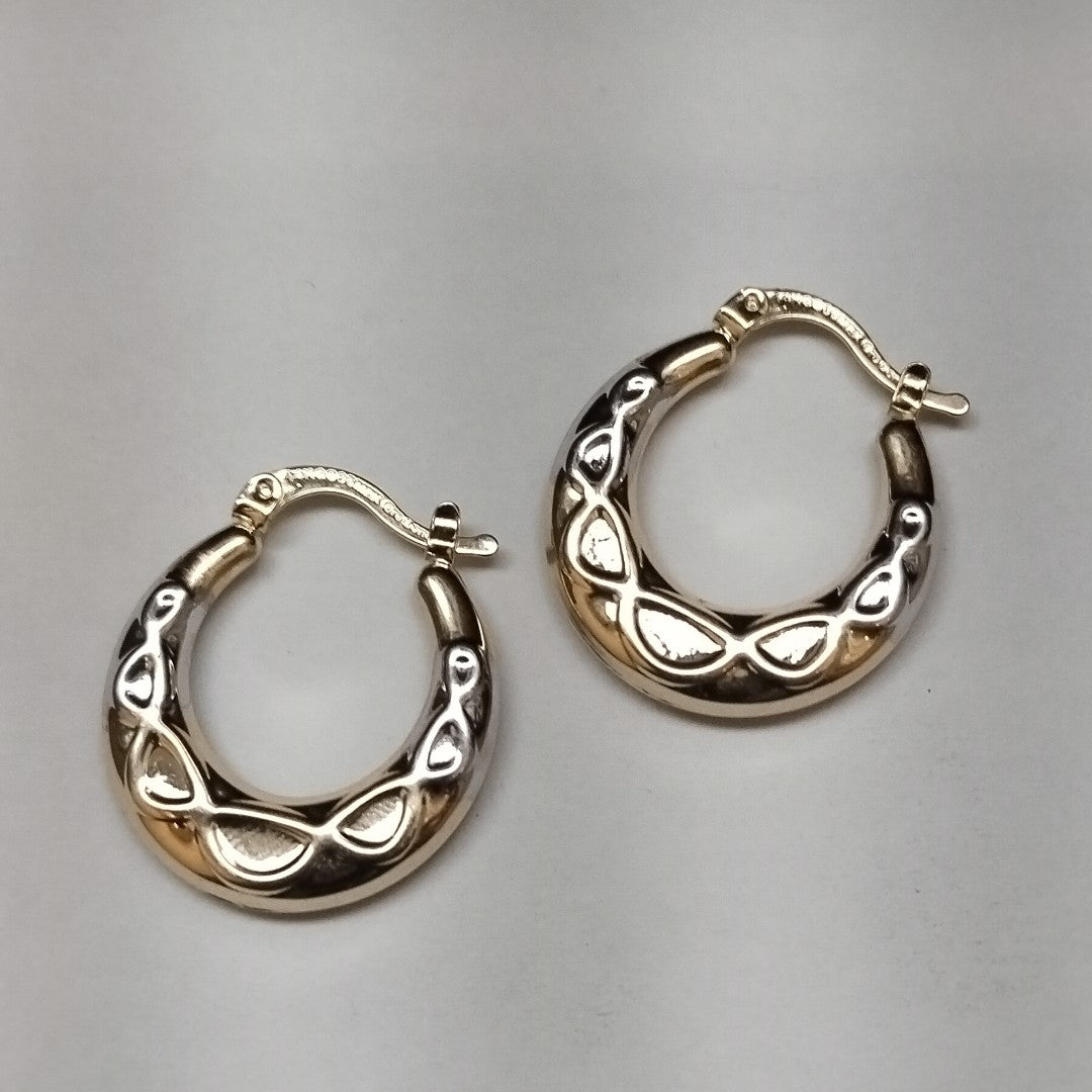 ARETES ARRACADAS COMBINADAS CON INFINITO 14K 2.3 GR (NUEVO)