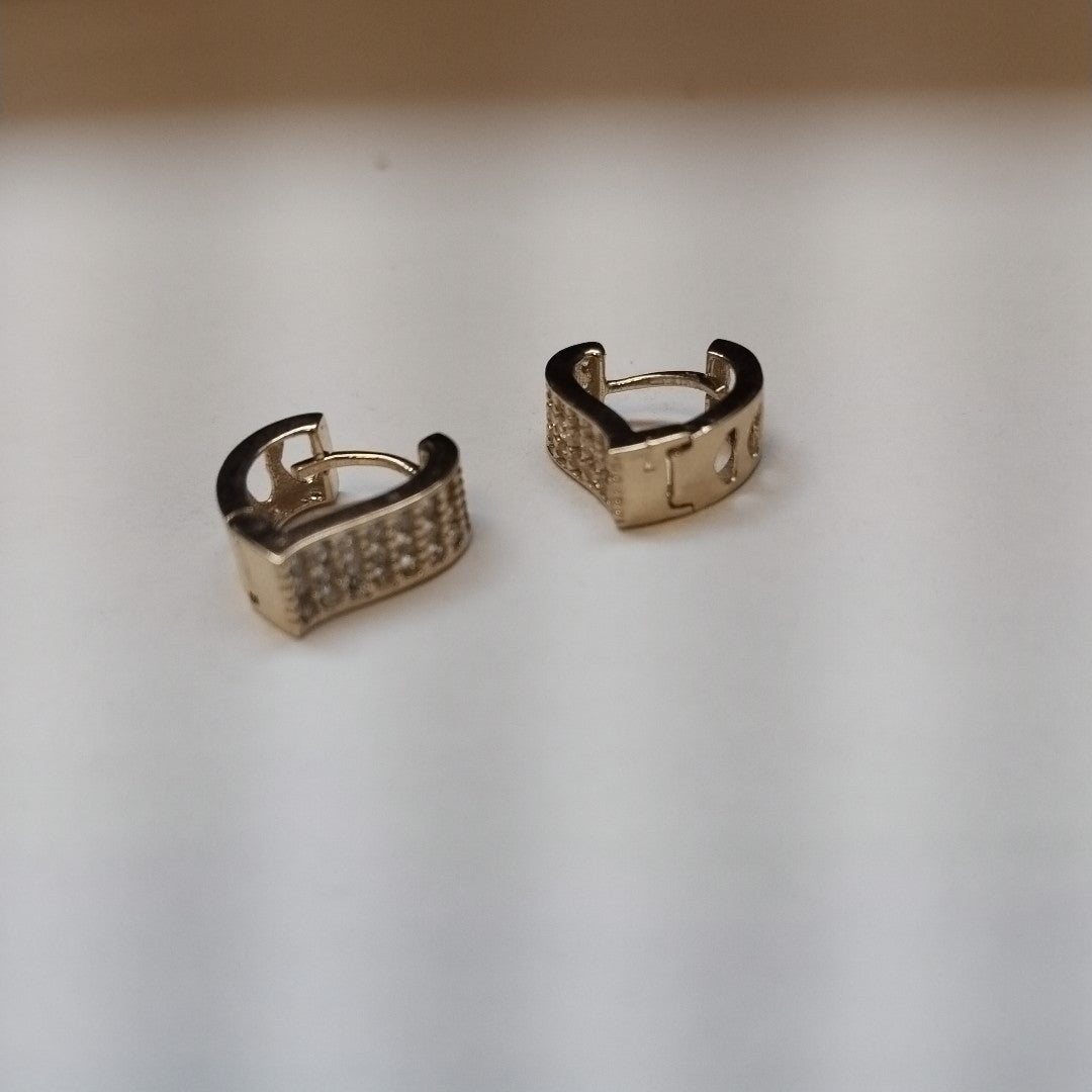ARETES ARRACADAS CORAZON C CIRCONIAS 14K 2.1 GR (NUEVO)