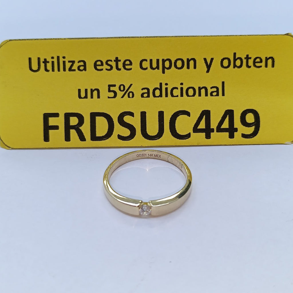 ANILLO ANILLITO SOLITARIO C CIRCONIA 14K 7 TALLA 2.5 GR (NUEVO)