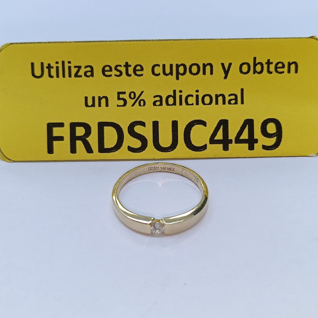 ANILLO ANILLITO SOLITARIO C CIRCONIA 14K 7 TALLA 2.5 GR (NUEVO)