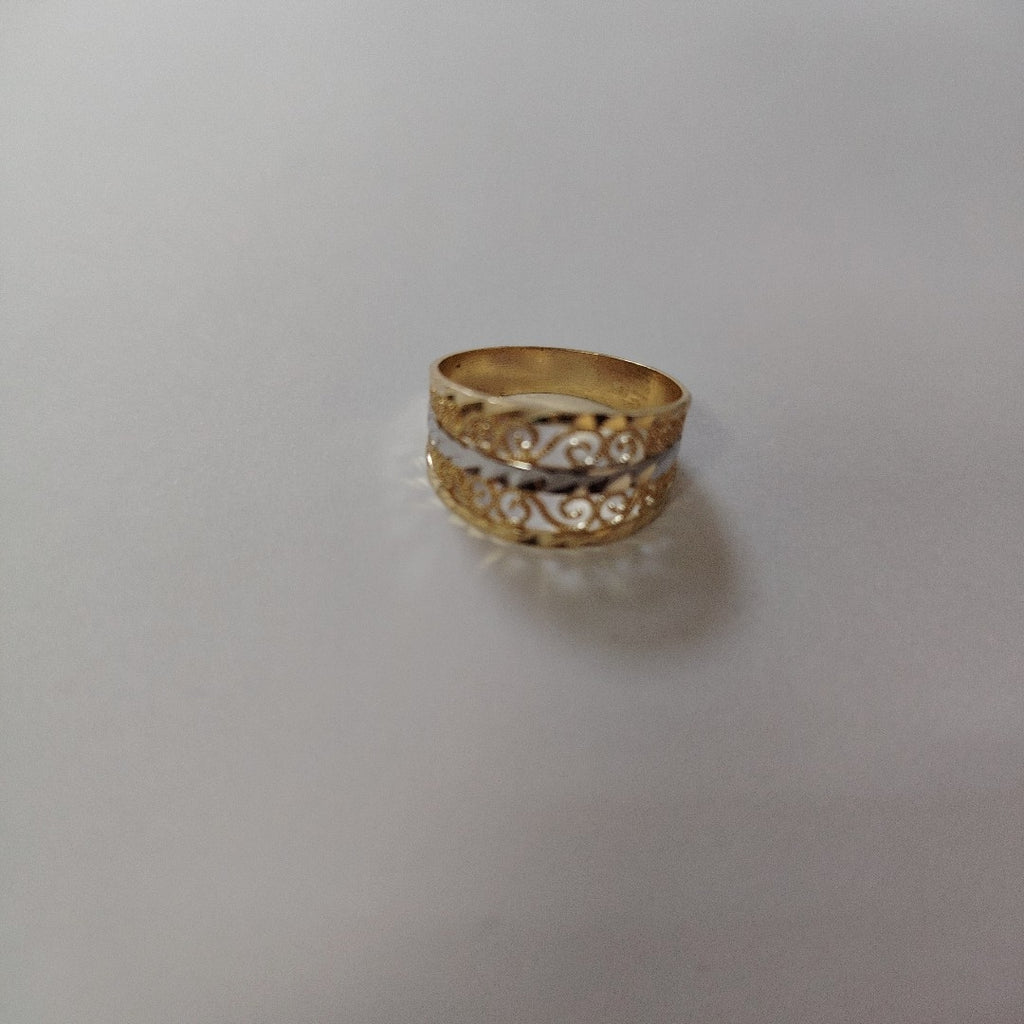 ANILLOS TIPO FILIGRANA COMBINADO 14K TALLA 8 2.7 GR (NUEVO)