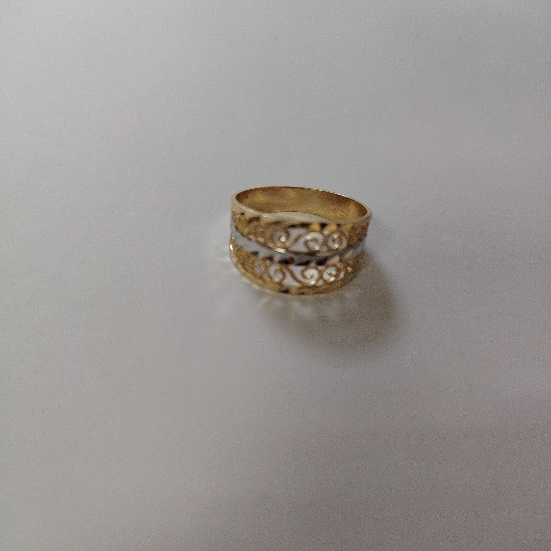 ANILLOS TIPO FILIGRANA COMBINADO 14K TALLA 8 2.7 GR (NUEVO)