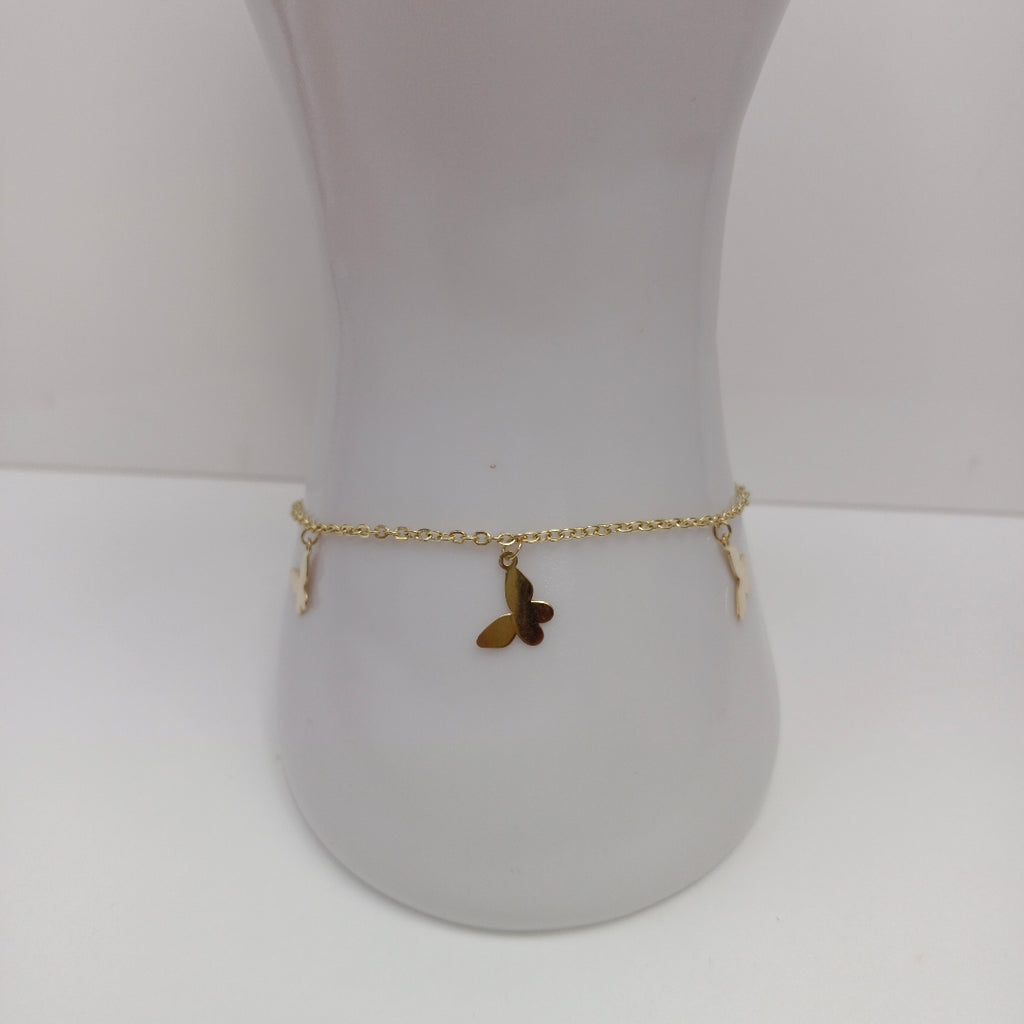 PULSERA ESPECIAL CON MARIPOSAS 14K 18 CM 2 GR (NUEVO)