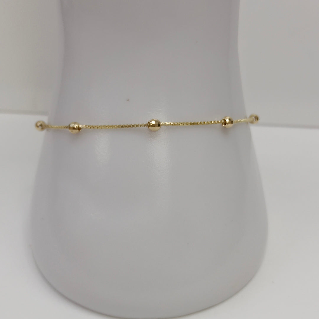 PULSERA ESPECIAL CON BOLITAS 14K 18 CM 1.4 GR (NUEVO)