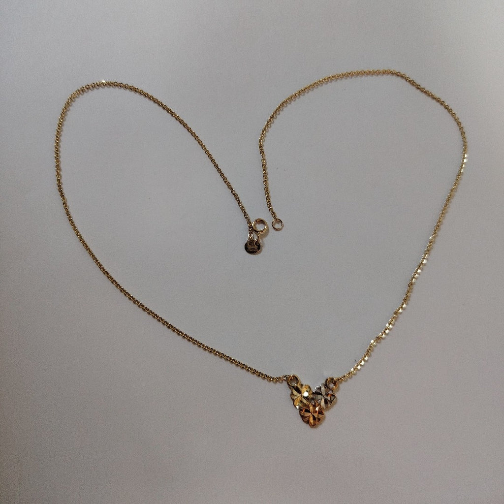 CADENA TEJIDO GARGANTILLA ESPECIAL C FLORES 14K 45 CM 3 GR (NUEVO)