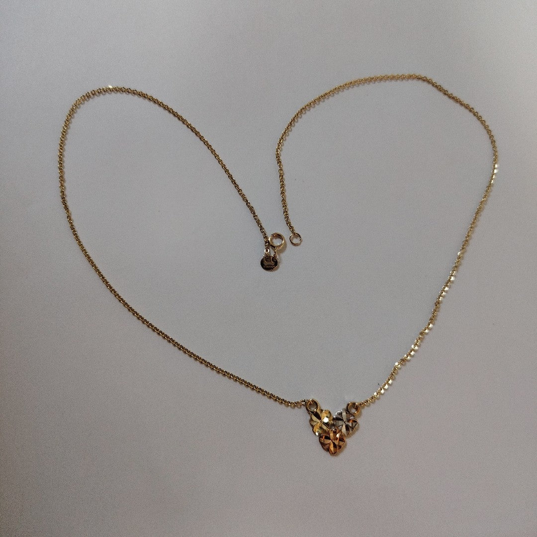CADENA TEJIDO GARGANTILLA ESPECIAL C FLORES 14K 45 CM 3 GR (NUEVO)