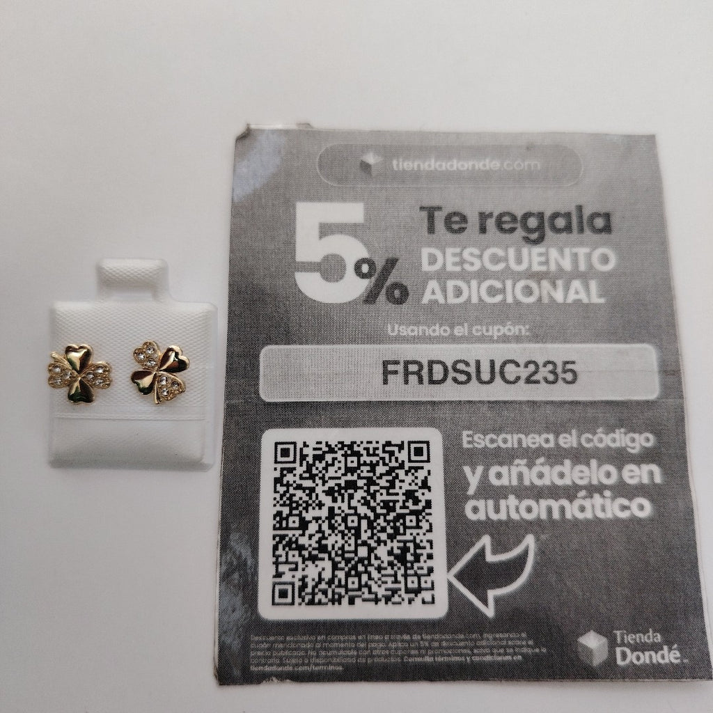 BROQUELES BROQUEL FIG TREBOL 14K 0.2851 GR (NUEVO)
