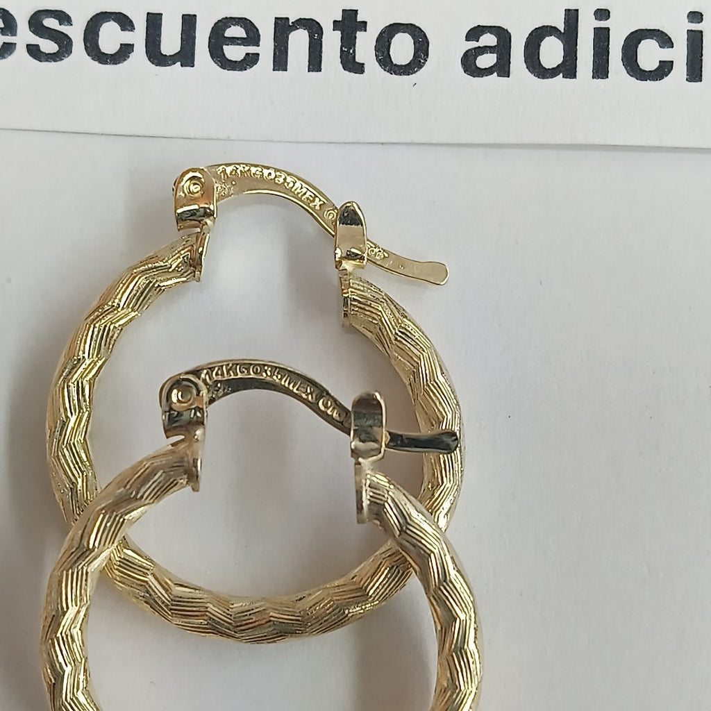 ARETES ARRACADAS LABRADAS 14K 2.1 GR (NUEVO)