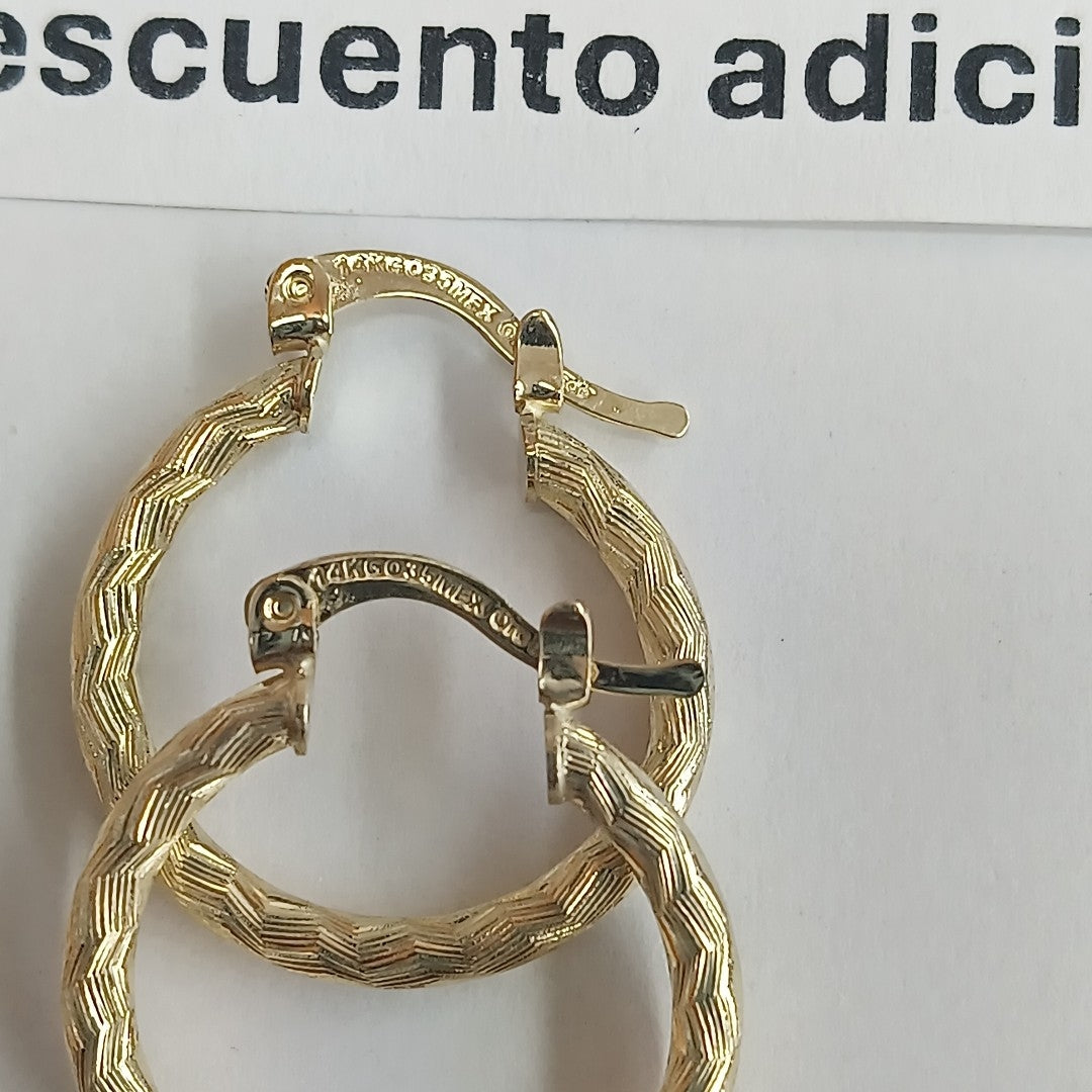 ARETES ARRACADAS LABRADAS 14K 2.1 GR (NUEVO)
