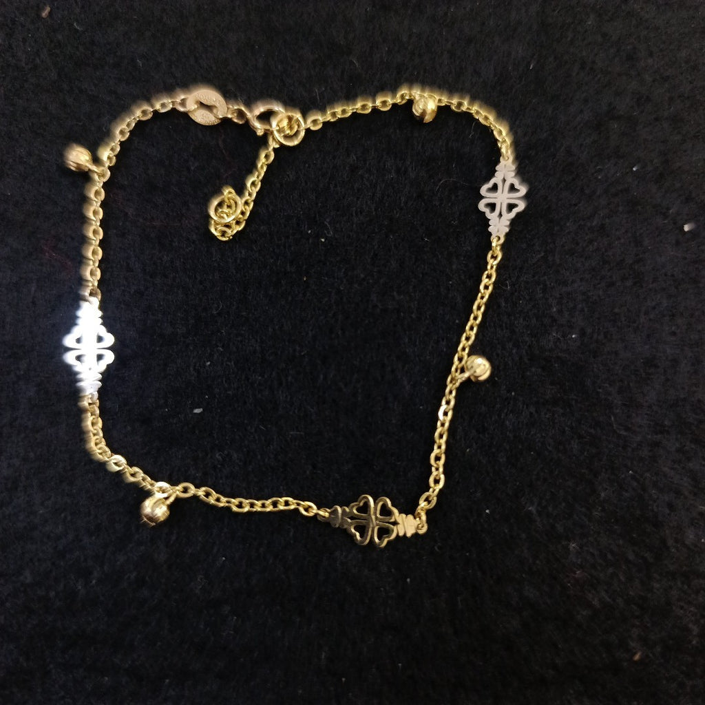 PULSERA ESPECIAL CON TREBOL 14K 18 CM 1.8 GR (NUEVO)
