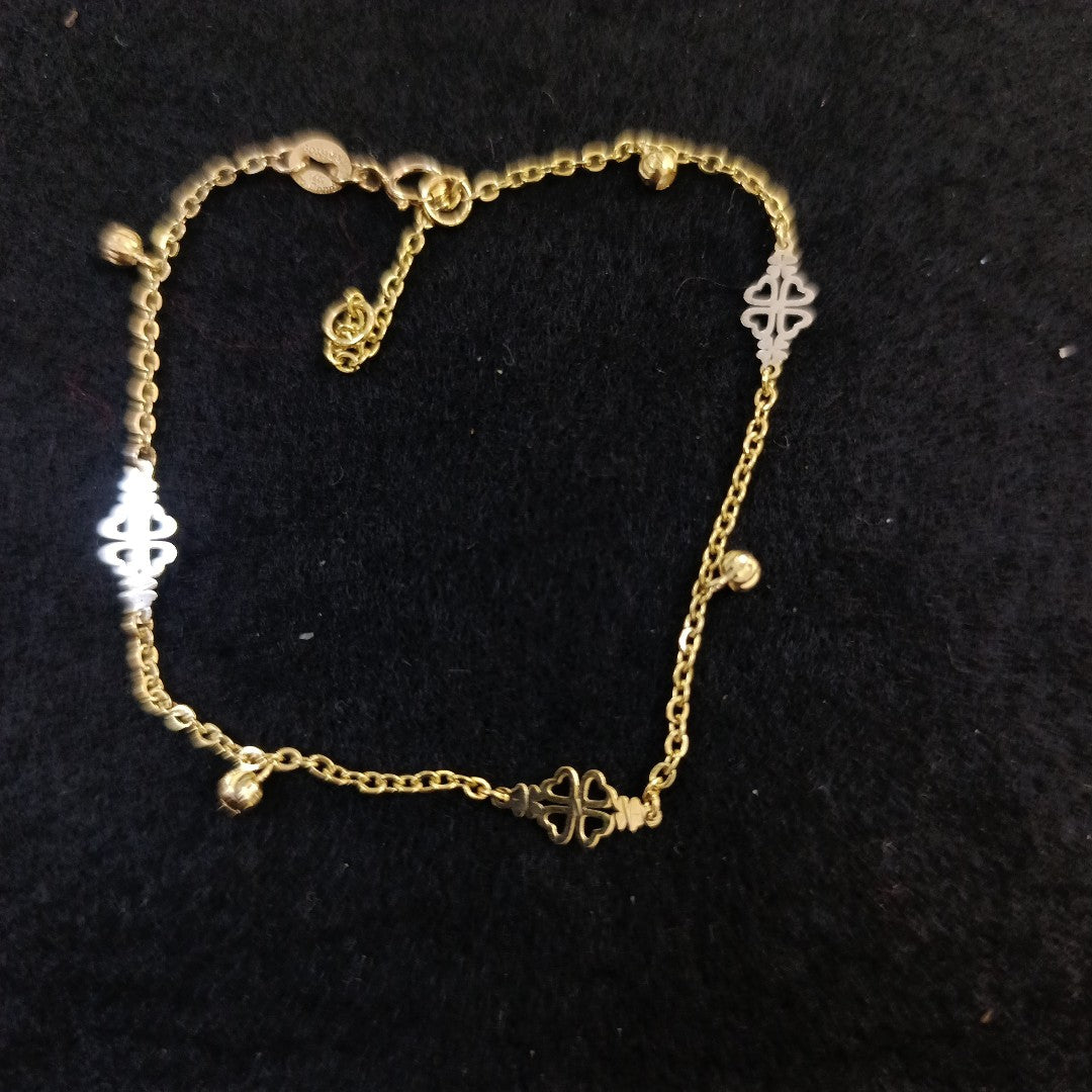 PULSERA ESPECIAL CON TREBOL 14K 18 CM 1.8 GR (NUEVO)