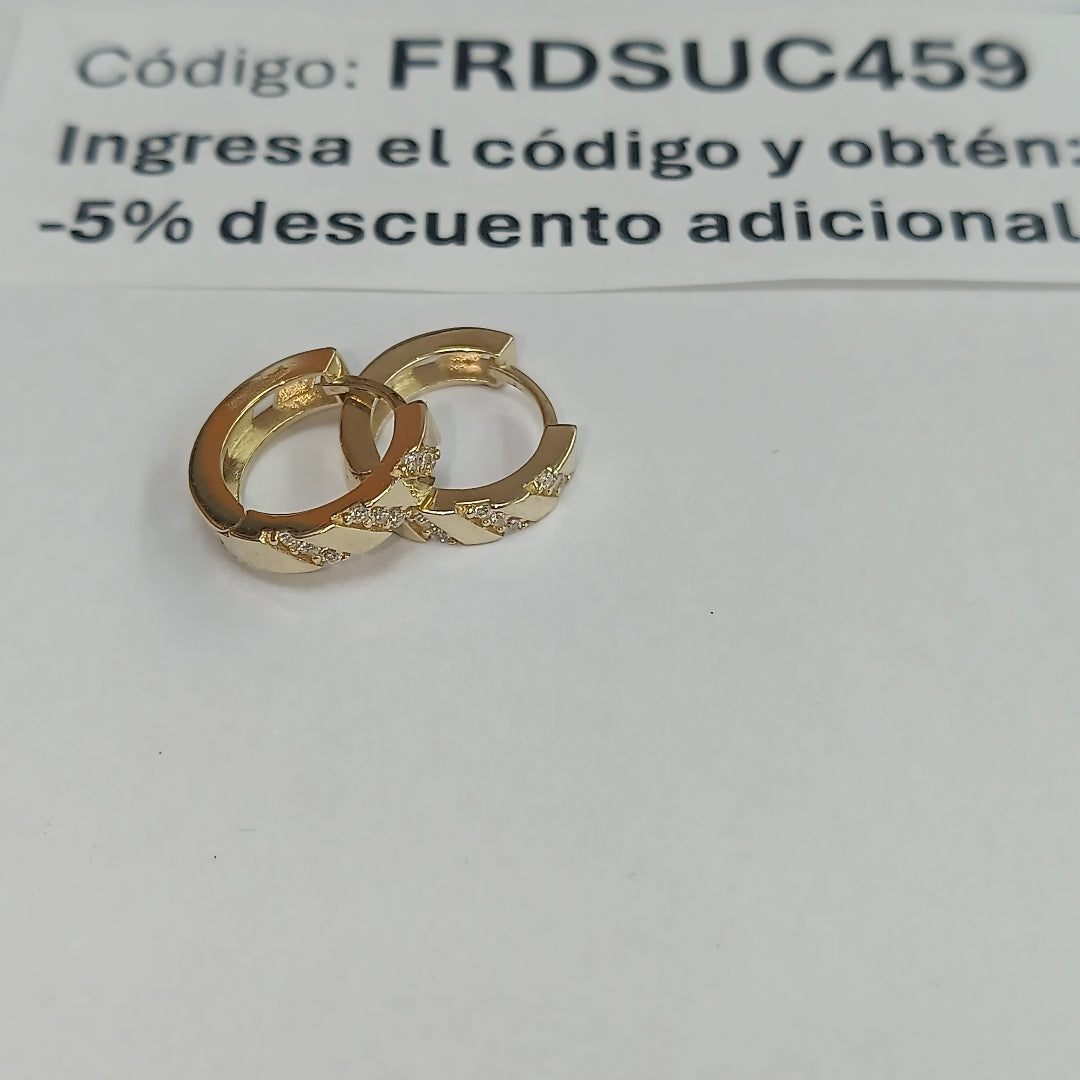 ARETES HUGGIES CON CIRCONIAS 14K 2.3 GR (NUEVO)