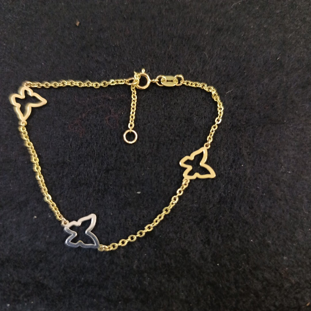 PULSERA ESPECIAL C MARIPOSAS 14K 18 CM 1.7 GR (NUEVO)