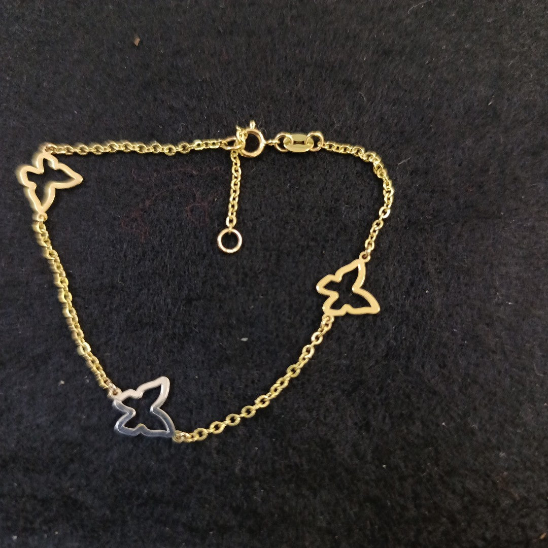 PULSERA ESPECIAL C MARIPOSAS 14K 18 CM 1.7 GR (NUEVO)