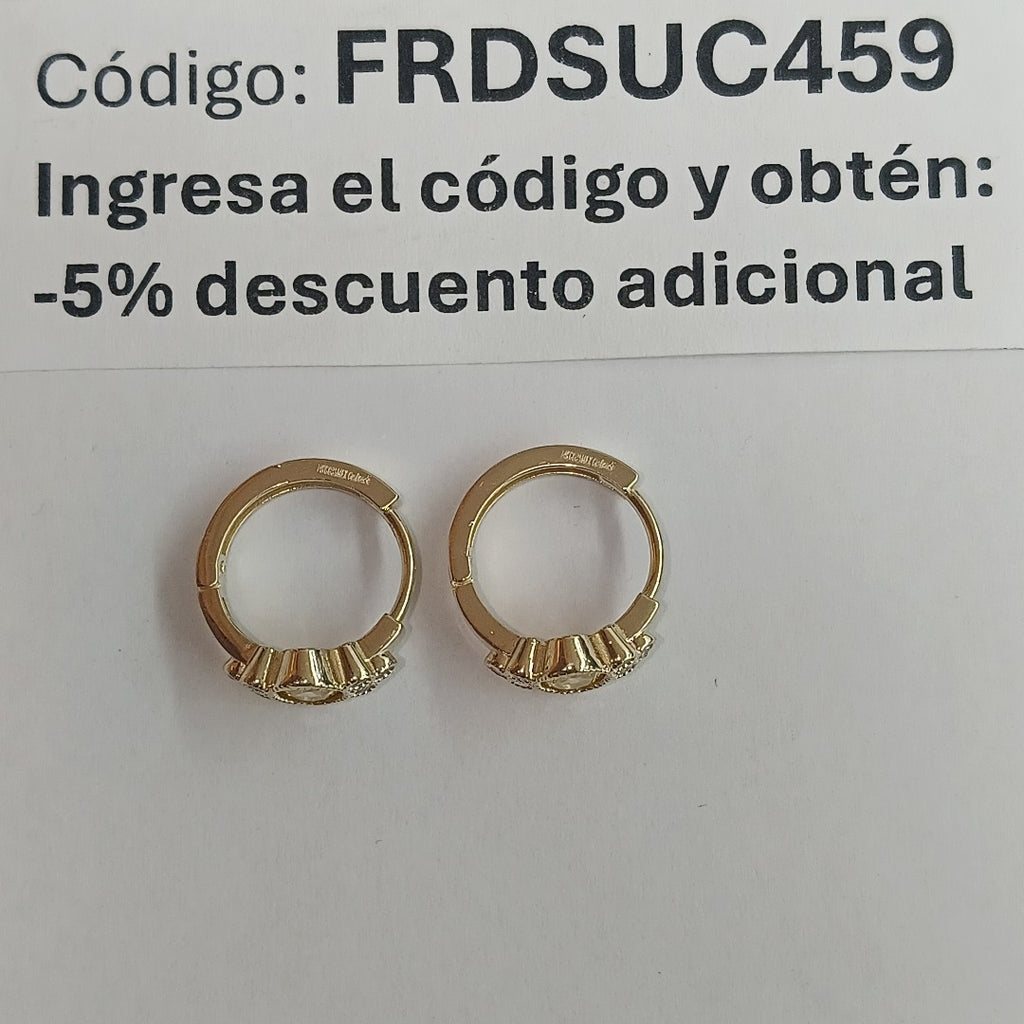 ARETES ARRACADAS CON CIRCONIAS Y PDRAS COL 14K 3.3 GR (NUEVO)