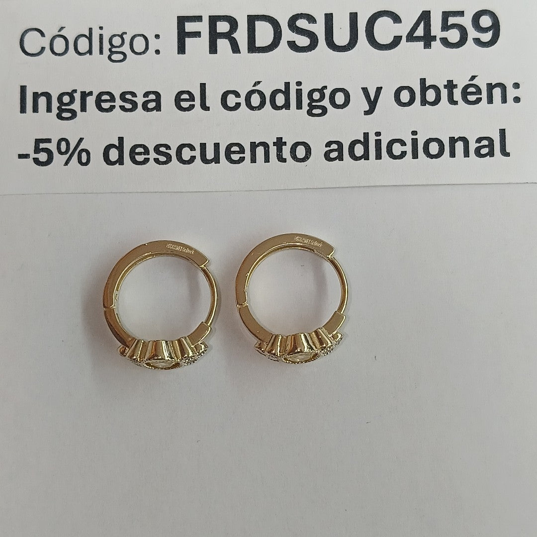 ARETES ARRACADAS CON CIRCONIAS Y PDRAS COL 14K 3.3 GR (NUEVO)