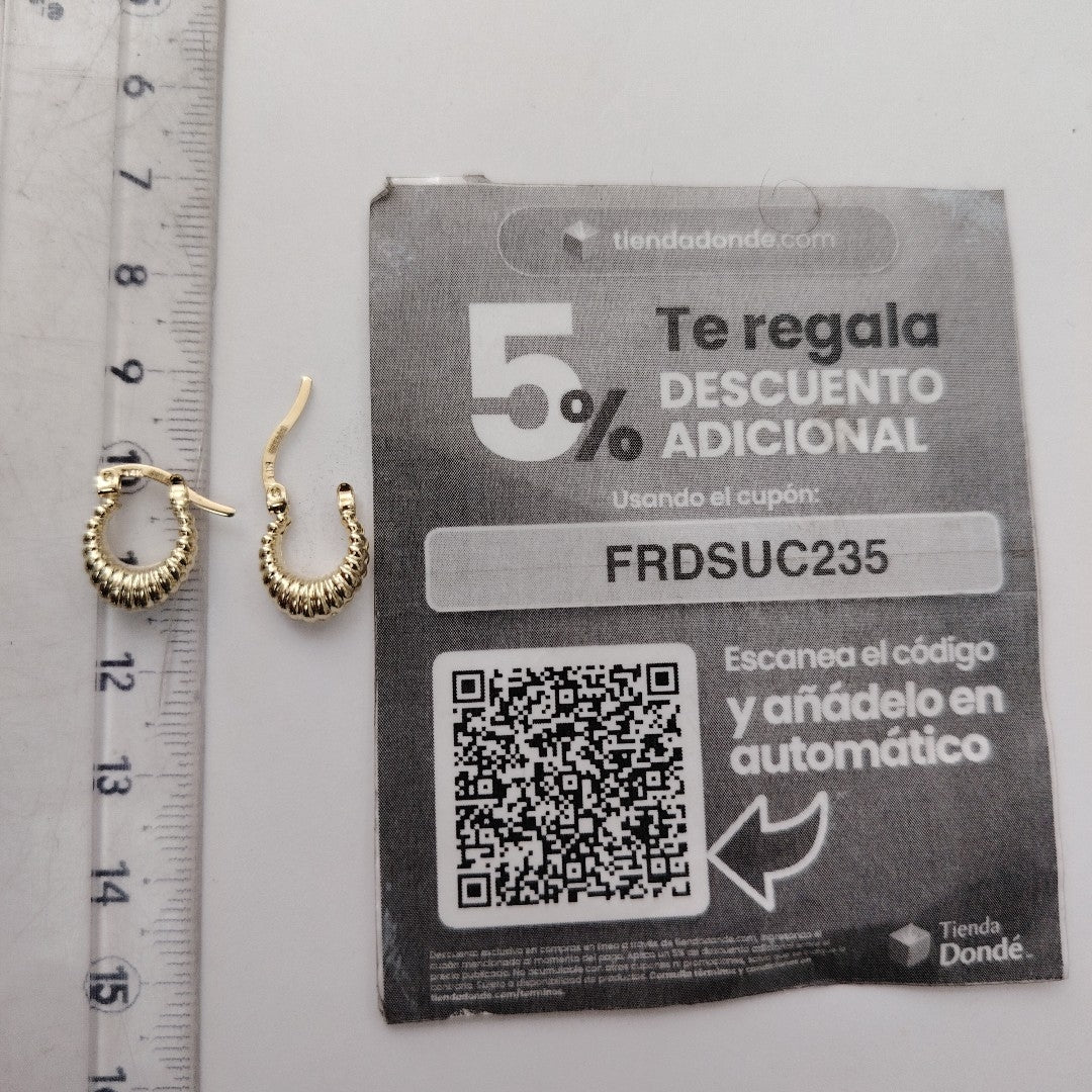 ARETES ARRACADA ESTRIADAS 14K 1.1 GR (NUEVO)