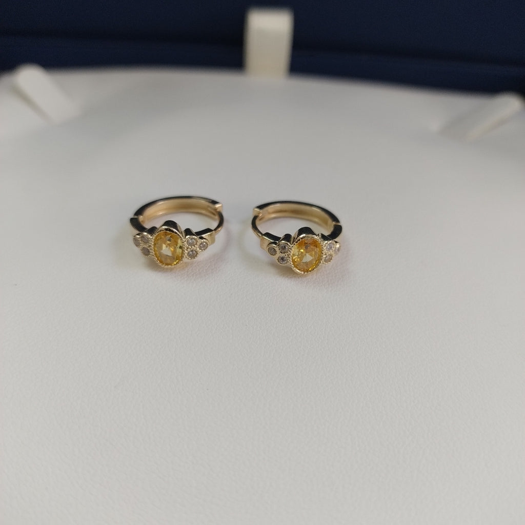 ARETES ARRACADAS CON CIRCONIAS Y PDRAS COL 14K 3.3 GR (NUEVO)