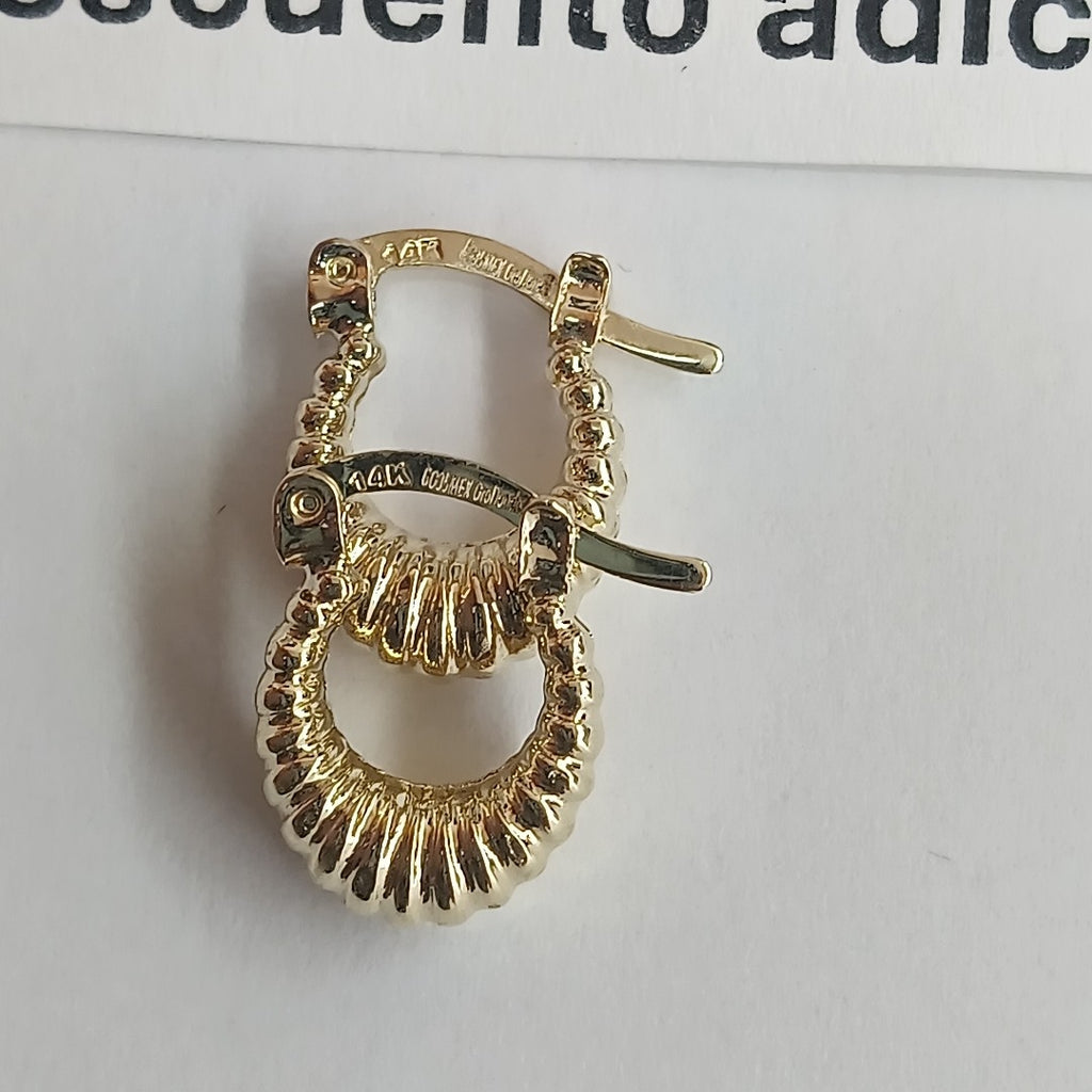 ARETES ARRACADA ESTRIADAS 14K 1.1 GR (NUEVO)