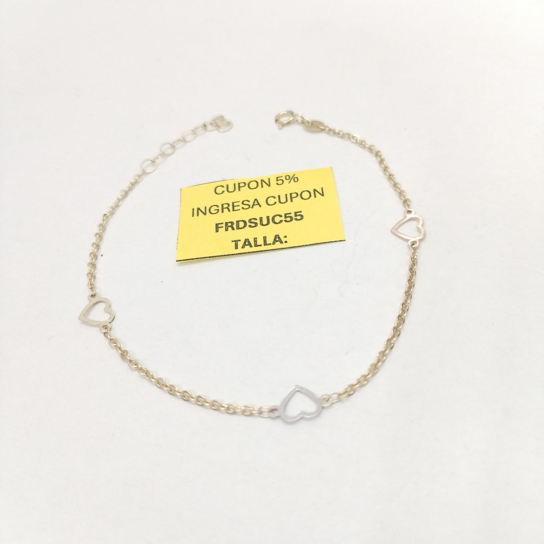 PULSERA ESPECIAL CON CORAZONES 10K 18 CM 1.3 GR (NUEVO)