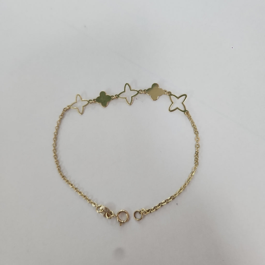 PULSERA TEJIDO ESP CON TREBOL 14K 18 CM 1.6 GR (NUEVO)