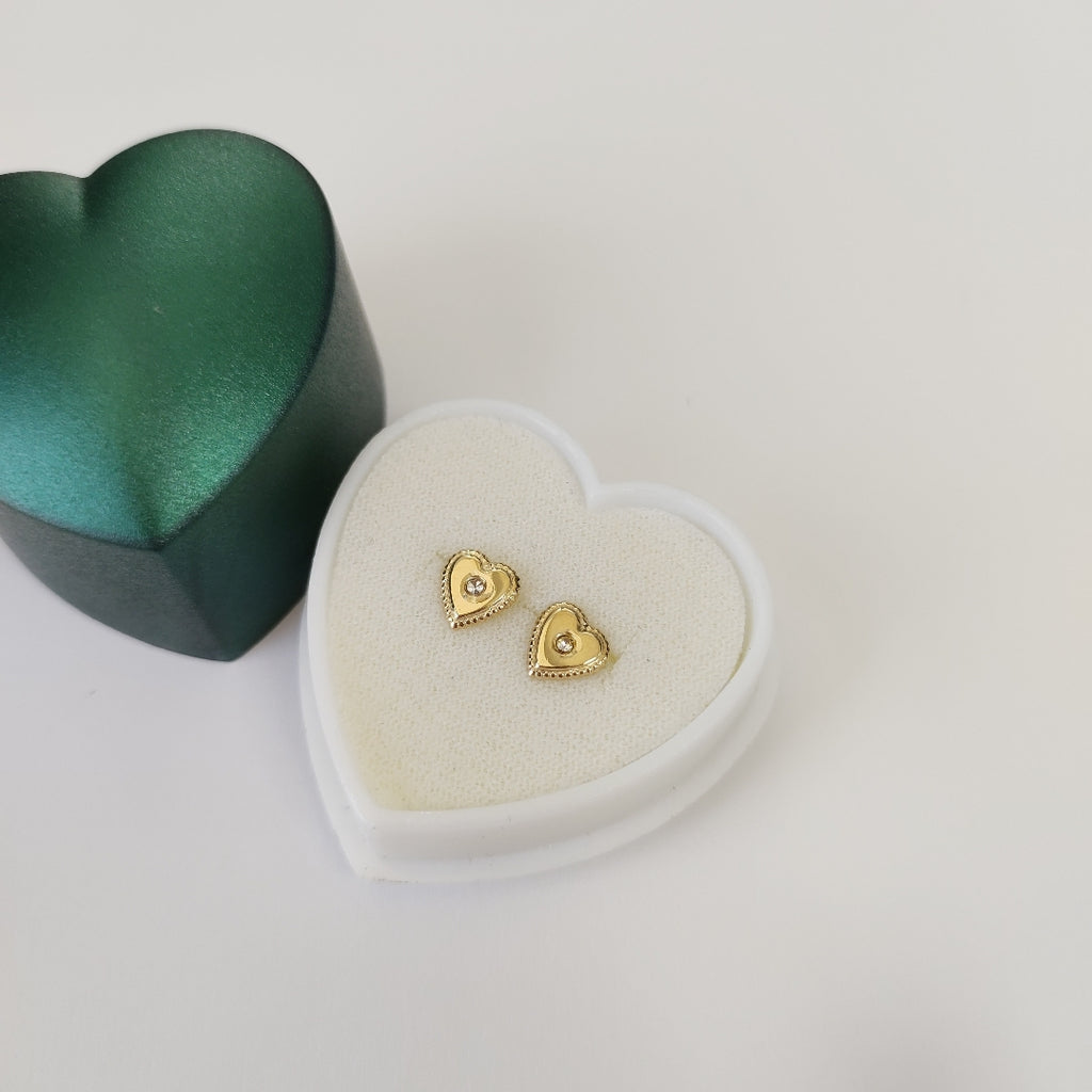 BROQUELES BROQUEL FIG CORAZON C CIRCONIA 14K 0.2614 GR (NUEVO)