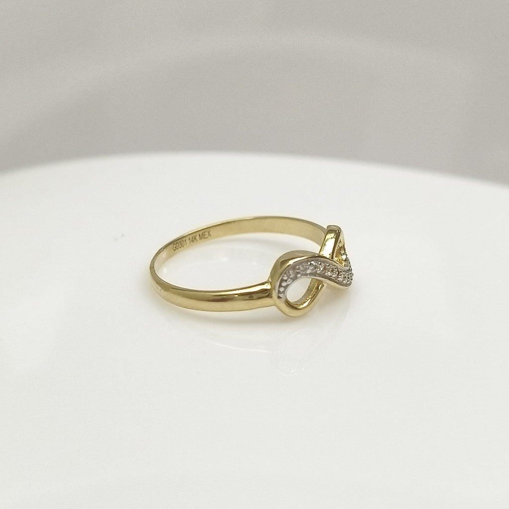 ANILLO ANILLITO FIG INFINITO C CIRCONIAS 14K 7 TALLA 1.5 GR (NUEVO)