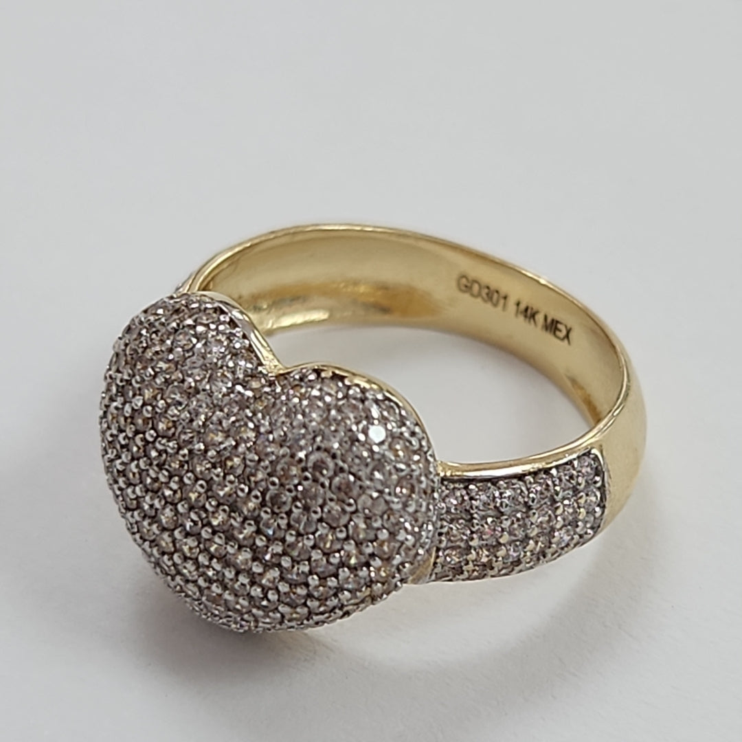 ANILLO ANILLITO CORAZON C CIRCONIAS 14K 7 TALLA 4.8 GR (NUEVO)