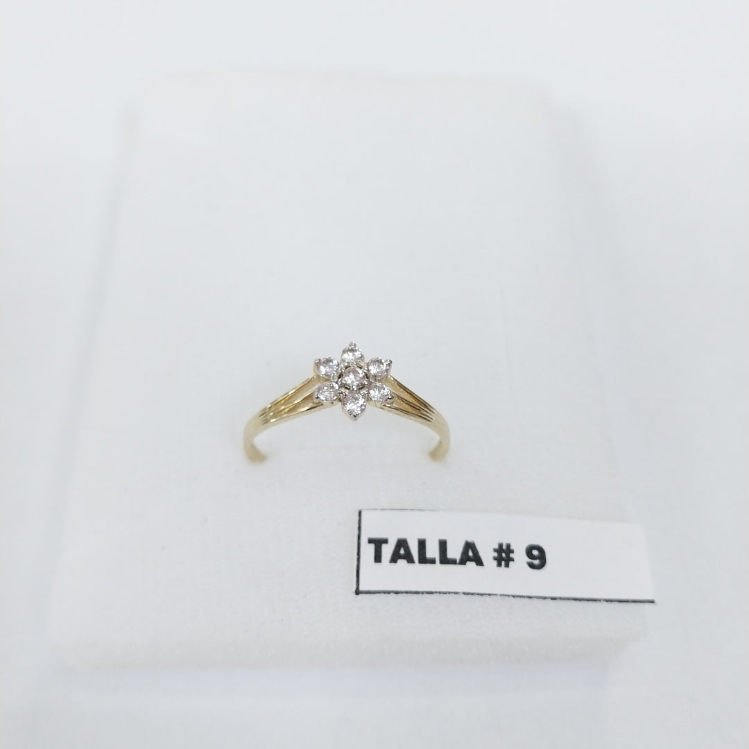 ANILLO ANILLITO FLOR C CIRCONIAS 14K 9 TALLA 1.4 GR (NUEVO)