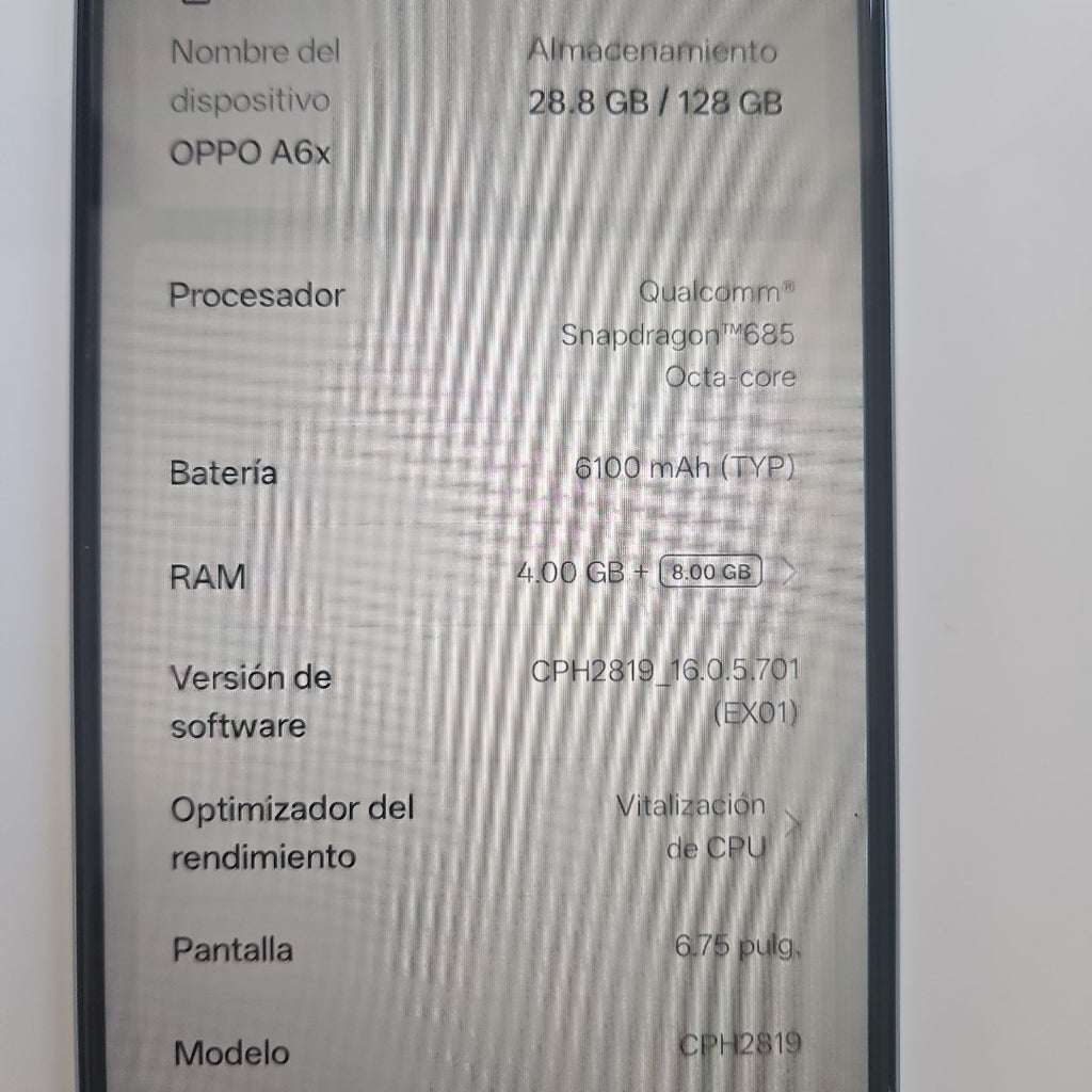 CELULAR OPPO A6X CPH2819 (2025) 128 GB 4 GB RAM (SEMINUEVO)